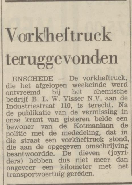 Industriestraat 110 B.L.W. Visser krantenbericht Tubantia 11-5-1971.jpg