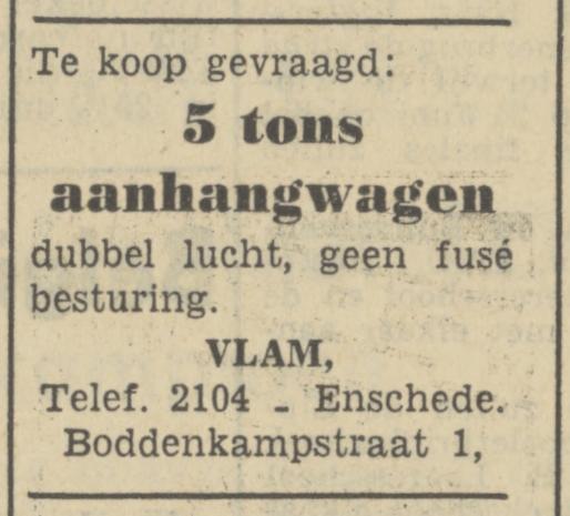 Boddenkampstraat 1 Vlam advertentie Tubantia 5-6-1950.jpg