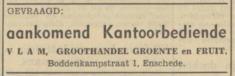 Boddenkampstraat 1 Vlam Groothandel Groente en Fruit advertentie Tubantia 18-7-1949.jpg