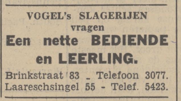Brinkstraat 83 slagerij Vogel advertentie Tubantia 27-8-1937.jpg