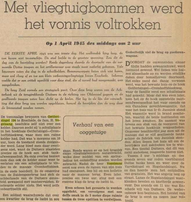 Getfertsingel 124 fam. H. Vogelsang krantenbericht Tubantia 23-4-1954.jpg