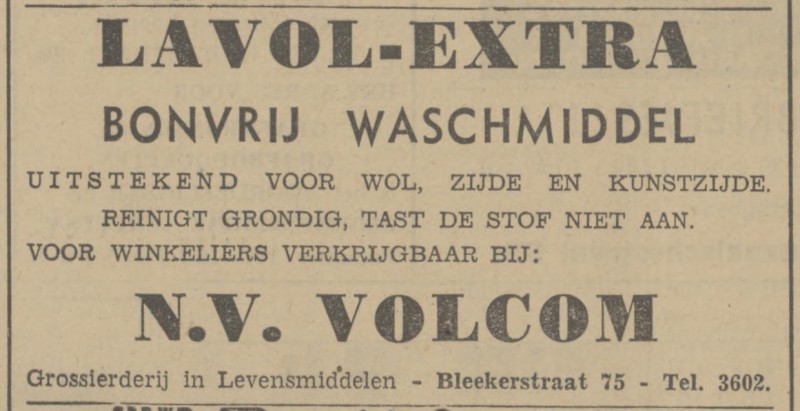 Blekerstraat 75 N.V. Volcom advertentie Tubantia 21-7-1942.jpg