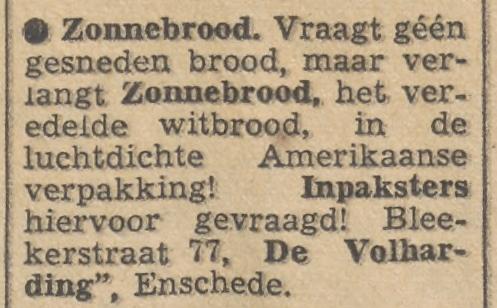 Blekerstraat 77 De Volharding advertentie Tubantia 29-3-1956.jpg