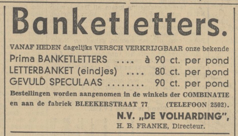 Blekerstraat 77 Broodabriek N.V. De Volharding advertentie Tubantia 23-11-1936.jpg