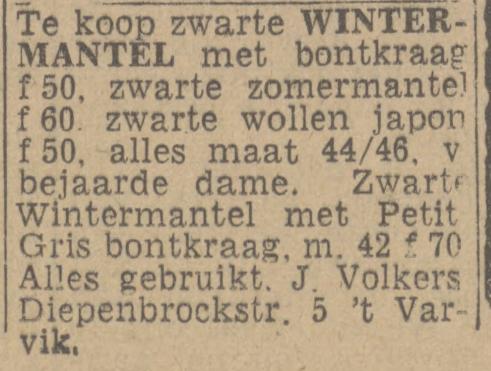 Diepenbrockstraat 5 J. Volkers advertentie Twentsch nieuwsblad 8-2-1944.jpg