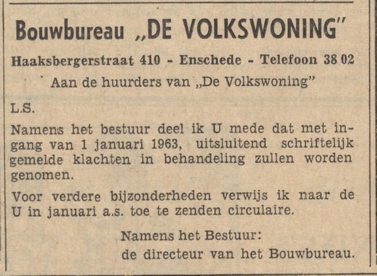 Haaksbergerstraat 410 Bouwbureau De Volkswoning advertentie Tubantia 31-12-1962.jpg
