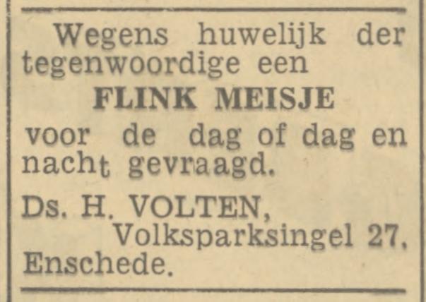 Volksparksingel 27 Ds. H. Volten advertentie Tubantia 13-11-1947.jpg