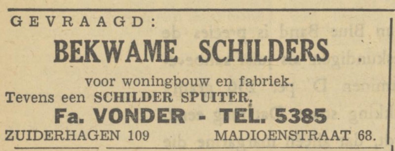 Zuiderhagen 109 Fa. Vonder advertentie Tubantia 4-4-1950.jpg