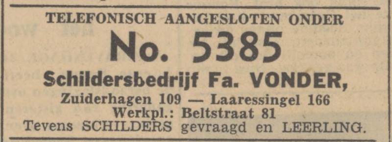 Zuiderhagen 109 Fa. Vonder schildersbedrijf advertentie Tubantia 24-7-1947.jpg