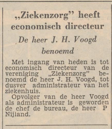 J.H. Voogd administrateur ziekenhuis Ziekenzorg krantenbericht Tubantia 1-12-1960.jpg