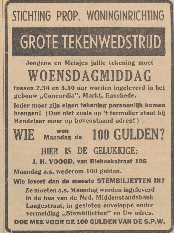 Van Riebeekstraat 106 J.H. Voogd advertentie Tubantia 16-3-1954.jpg