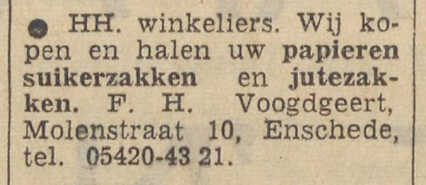 Molenstraat 10 F.H. Voogdgeert advertentie Tubantia 7-10-1960.jpg