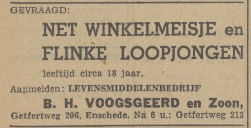 Getfertweg 213 B.H. Voogsgeerd advertentie Tubantia 14-2-1948.jpg