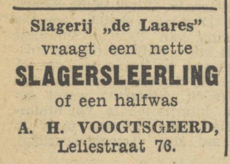 Leliestraat 76 A.H. Voogtsgeerd Slagerij de Laares advertentie Tubantia 11-1-1950.jpg