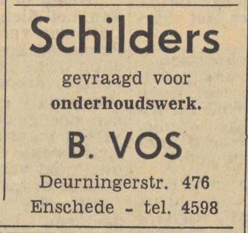 Deurningerstraat 476 Schildersbedrijf B. Vos advertentie Tubantia 15-8-1959.jpg