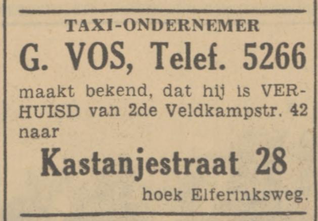 Kastanjestraat 28 hoek Elferinksweg Taxi G. Vos advertentie Tubantia 24-4-1940.jpg