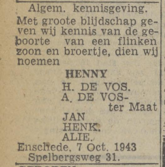 Spelbergsweg 31 H. de Vos advertentie Twentsch nieuwsblad 8-10-1943.jpg