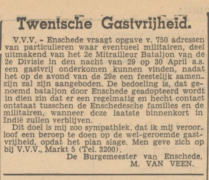 Markt 5 V.V.V. advertentie Tubantia 19-4-1947.jpg