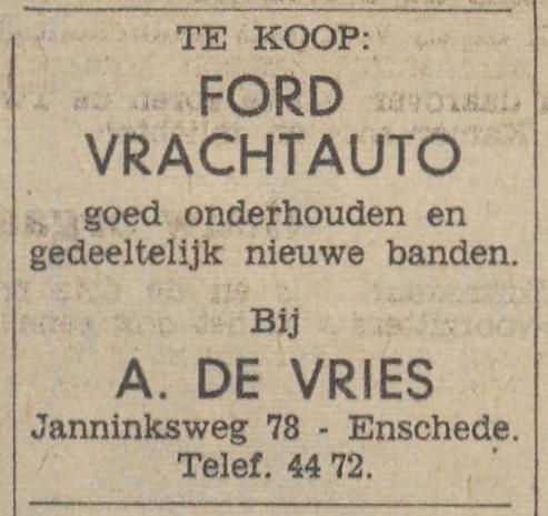 Janninksweg 78 A. de Vries advertentie Tubantia 30-3-1965.jpg