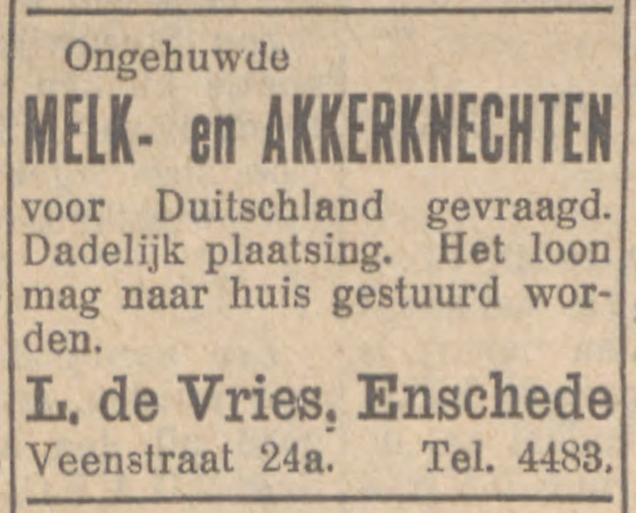 Veenstraat 24a L. de Vries Nieuwsblad van Friesland 23-9-1938.jpg