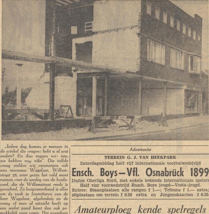 Willemstraat 38 J. Wagelaar & Zoon fournituren krantenfoto Tubantia 118-4-1957.jpg