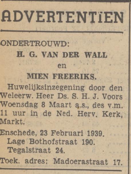 Tegalstraat 24 H.G. van der Wall advertentie Tubantia 23-2-1939.jpg