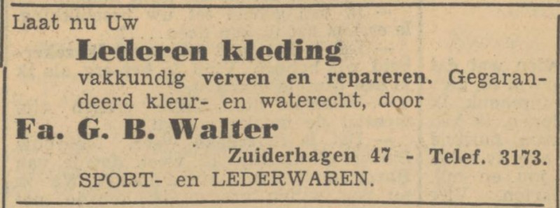 Zuiderhagen 47 Fa. G.B. Walter Sport- en Lederwaren advertentie Tubantia 6-10-1951.jpg