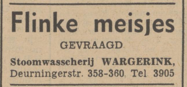 Deurningerstraat 358-360 Wasserij Wargerink advertentie Tubantia 9-2-1942.jpg