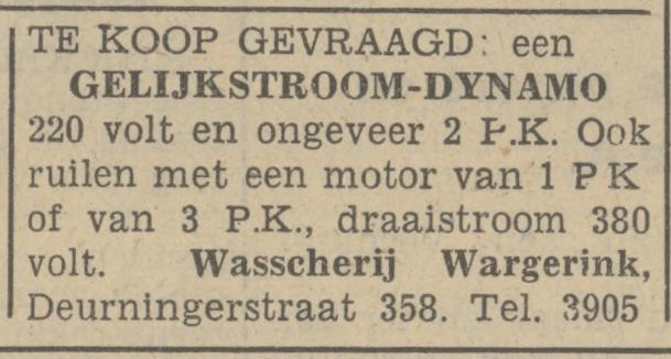 Deurningerstraat 358 Wasserij Wargerink advertentie Tubantia 10-9-1941.jpg