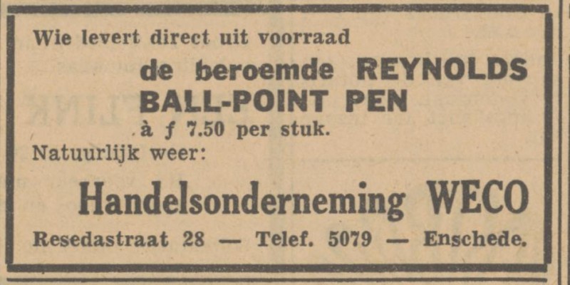 Resedastraat 28 Handelsonderneming WECO advertentie Tubantia 3-7-1948.jpg