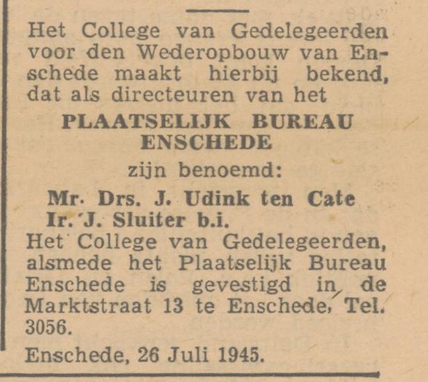 Marktstraat 13 Plaatselijk Bureau Wederopbouw advertentie Het Vrije Volk 30-7-1945.jpg