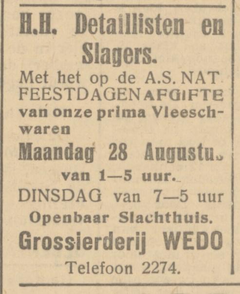 Grossierderij Wedo. telf. 2274. advertentie Het Parool 25-8-1945.jpg