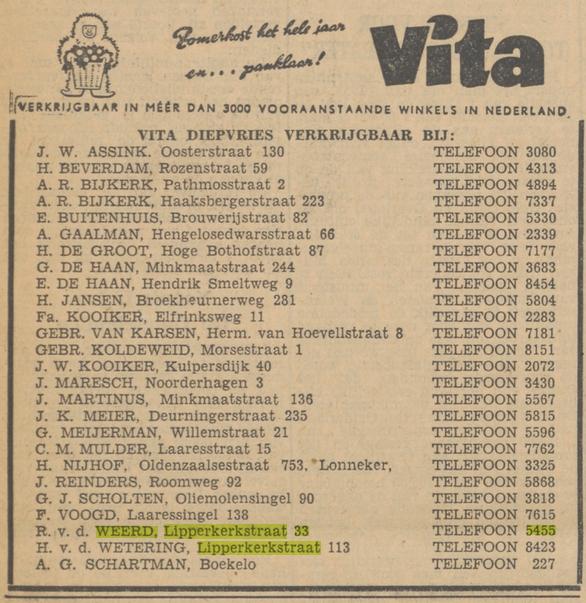 Lipperkerkstraat 33 winkel R. v.d. Weerd advertentie Tubantia 12-2-1953.jpg