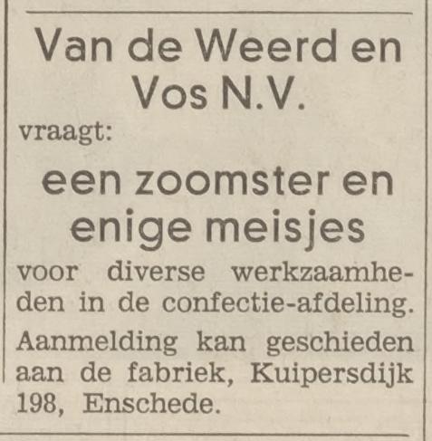 Kuipersdijk 198 v.d. Weerd en Vos N.V. advertentie Tubantia 6-12-1966.jpg