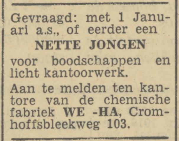 Cromhoffsbleekweg 103 chemische fabriek We-Ha advertentie Tubantia 4-12-1946.jpg