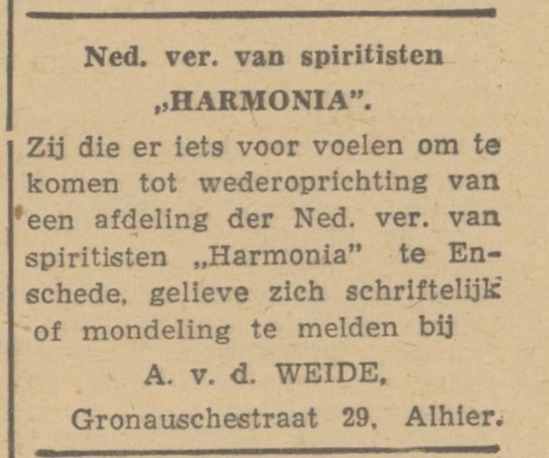 Gronausestraat 29 A. v.d. Weide advertentie De Waarheid 7-7-1945.jpg