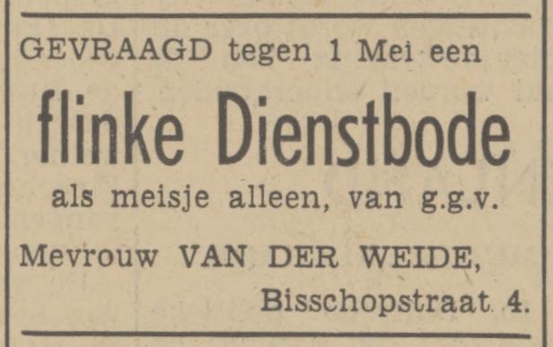 Bisschopstraat 4 Mevr. van der Weide advertentie Tubantia 20-2-1940.jpg