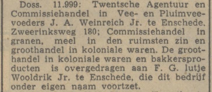 Zweringweg 180 vroeger Zweerinksweg 180 J.A. Weinrich Jr.  krantenbericht Tubantia 24-11-1941.jpg
