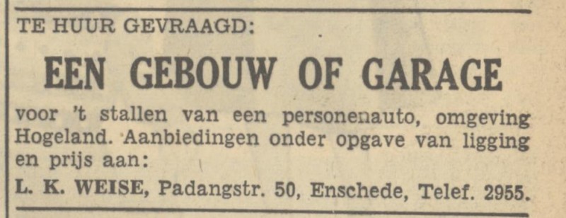 Padangstraat 50 L.K. Weise advertentie Tubantia 4-11-1949.jpg