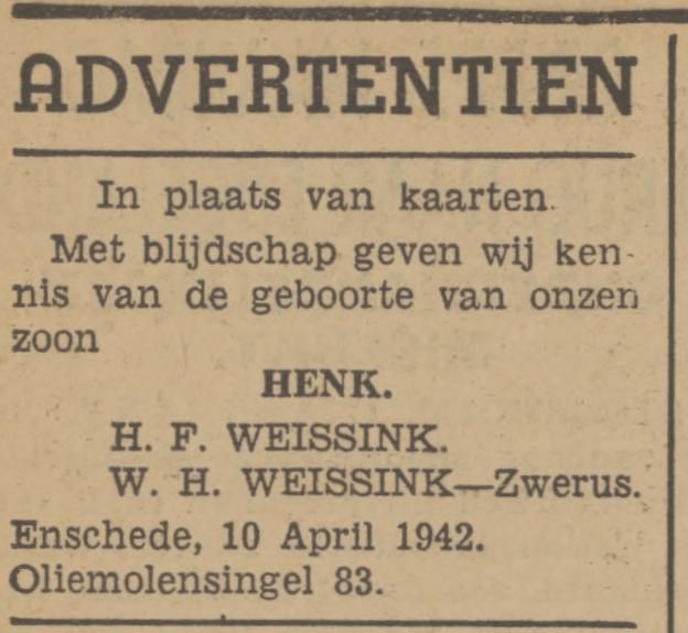 Oliemolensingel 43 H.F. Weissink advertentie Tubantia 11-4-1942.jpg