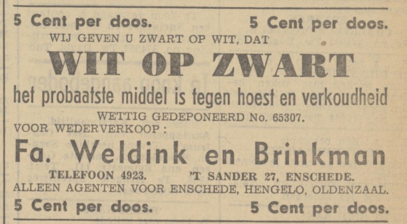 't Sander 27 Fa. Weldink en Brinkman advertentie Tubantia 18-12-1937.jpg