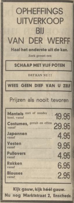 Marktstraat 2 van der Werff advertentie Tubantia 14-9-1970.jpg