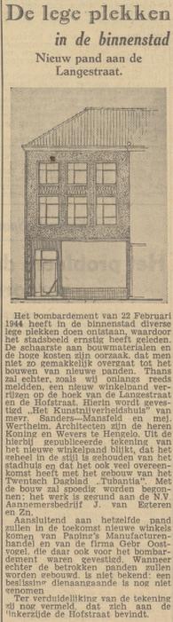 Langestraat 22 hoek Hofstraat Textiel- en kunsthandel Sanders & Wertheim krantenbericht Tubantia 19-11-1948.jpg