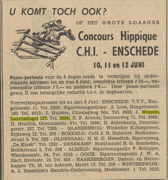 Laaressingel 127 sigarenmagazijn J. Wessels advertentie Tubantia 28-5-1955.jpg