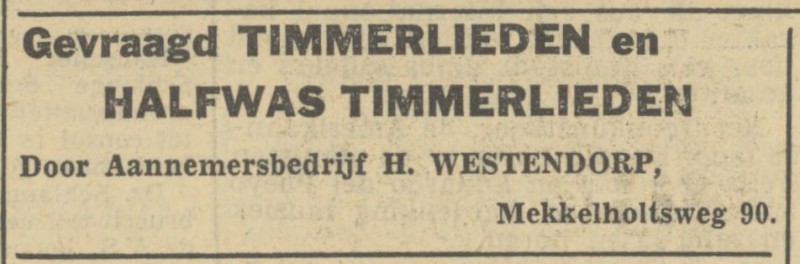 Mekkelholtsweg 90 Aannemersbedrijf H. Westendorp advertentie Tubantia 25-4-1950.jpg