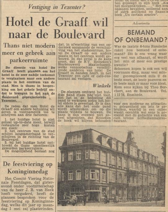 Haaksbergerstraat 1 Hotel de Graaff krantenbericht 10-2-1961.jpg