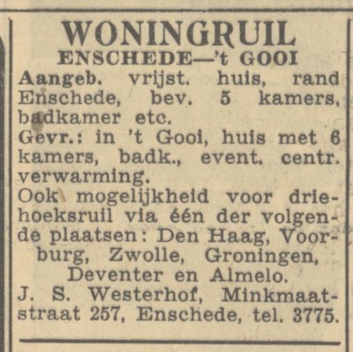 Minkmaatstraat 257 J.S. Westerhof advertentie Algemeen Handelsblad 2-2-1950.jpg