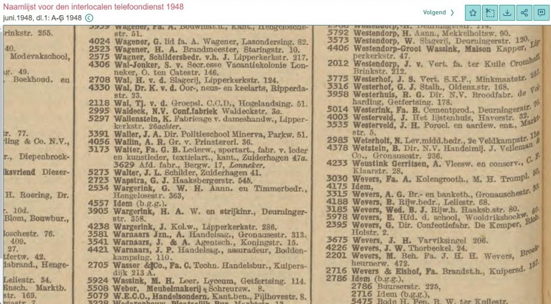 2e Veldkampstraat  11a Levensmiddelenbedrijf N. Weterholy. telf. 2985. Telefoonboek 1948.jpg