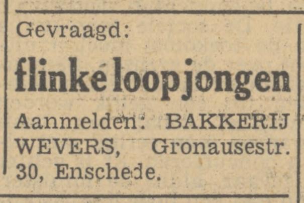 Gronausestraat 30 Bakkerij Wevers advertentie Tubantia28-6-1949.jpg