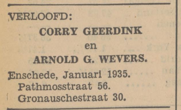 Gronausestraat 30 A.G. Wevers advertentie Tubantia 7-1-1935.jpg